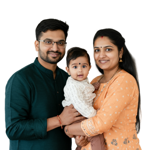 Couple with their baby - - Rohini and Shiren